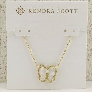 Kendra Scott Gold and Cream Bow Pendant Necklace